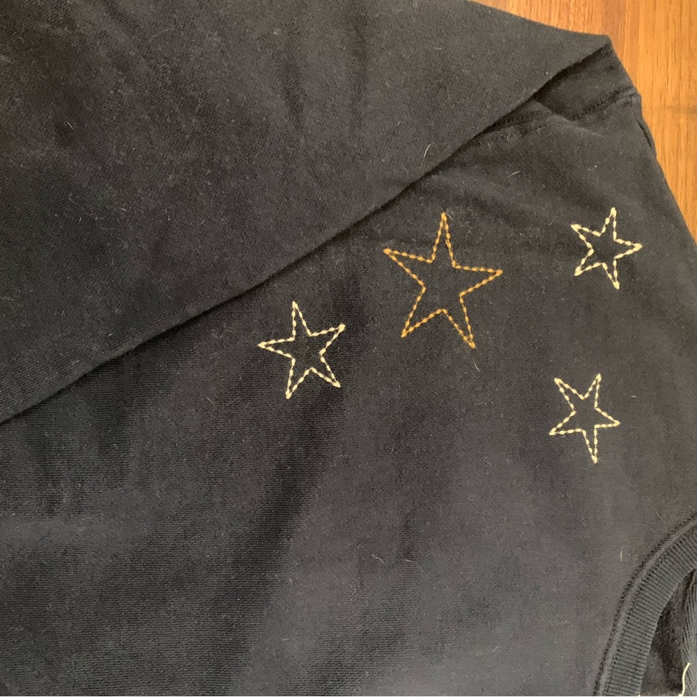 P A C T Organic Embroidered Slouchy Sweatshirt in Star Embroidered Size XL-Navy - Picture 5 of 5